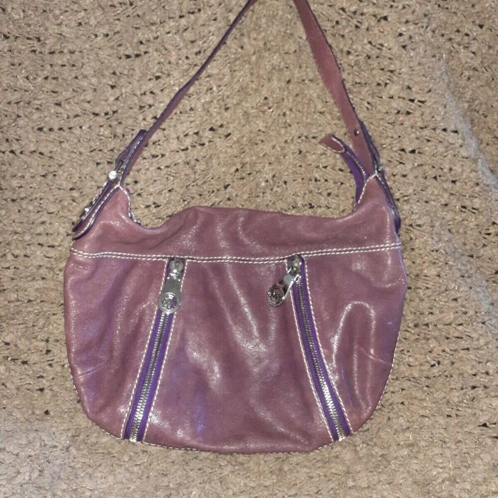 MICHAEL KORS-Plum/Purple Metallic Leather-Hobo-Shoulder-SAMPLE-OOAK-Excellent - Picture 4 of 10